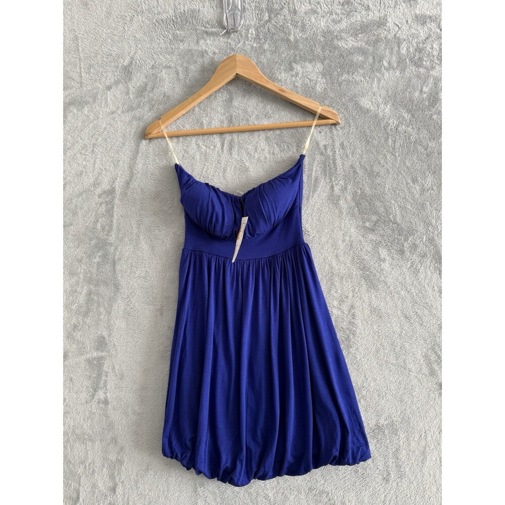 Rubicon Strapless Bubble Hem Dress Womens M Blue Made USA NWT